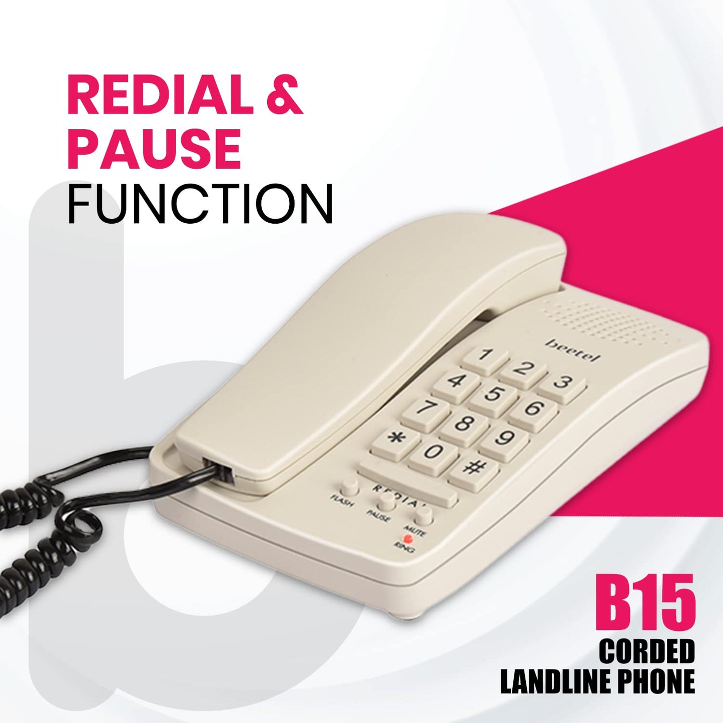 Beetel B15 | Basic Corded Telephone - Desk / Wall mount