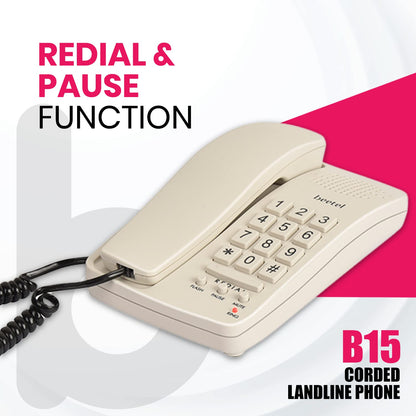 Beetel B15 | Basic Corded Telephone - Desk / Wall mount