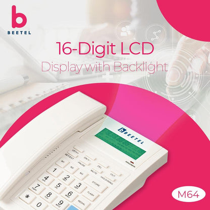 Beetel M64 | Caller ID Corded Telephone with Speakerphone - Desk / Wall mount