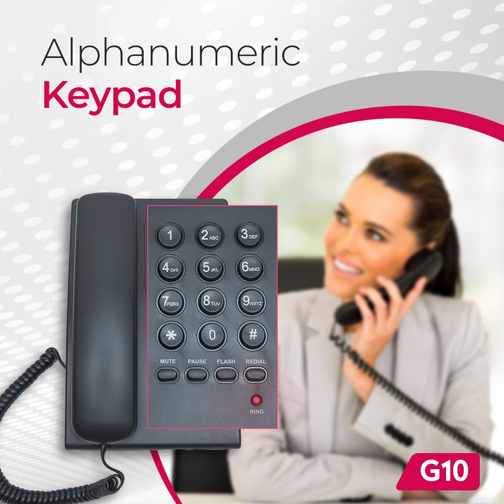 Beetel G10 | Basic Corded Telephone - Desk / Wall mount