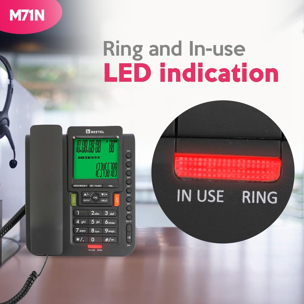 Beetel M71N | Caller ID Corded Telephone with Speakerphone - Desk / Wall mount