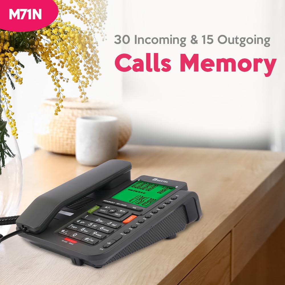 Beetel M71N | Caller ID Corded Telephone with Speakerphone - Desk / Wall mount