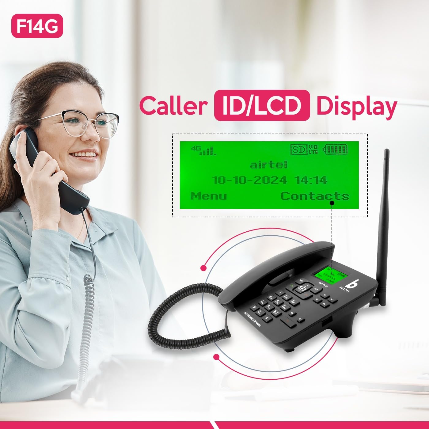 Beetel F1-4G | 4G LTE Fixed Wireless Phone with VoLTE and Speakerphone