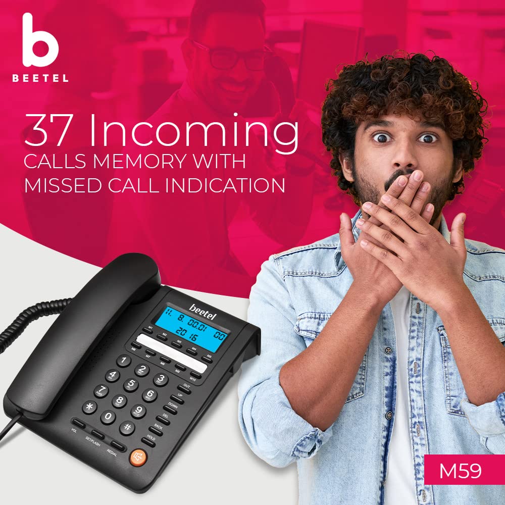 Beetel M59 | Caller ID Corded Telephone with Speakerphone - Desk / Wall mount