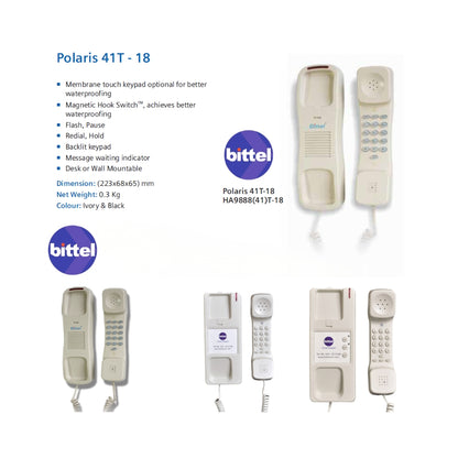 Bittel Polaris 41T-18 HA9888(41)T-18 Corded Telephone | Hospitality, Waterproof Bathroom Phone