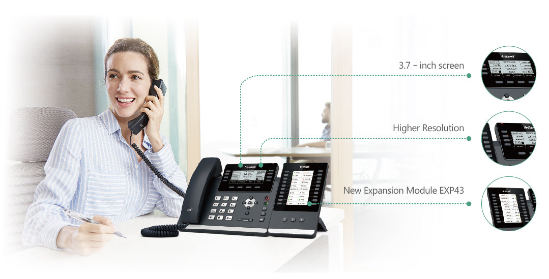 Yealink SIP-T43U | 12-Line IP Phone with 3.7" LCD, Dual USB, PoE